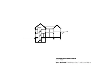 Schnitt mit Ansicht durch Haupt- und Hinterhaus