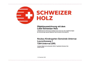 Objektauszeichnung Schweizer Holz