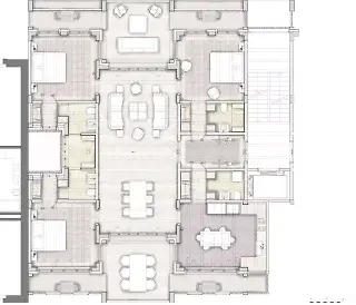Der Wohnraum als Zentrum verbindet alle Innenräume und Aussenräume miteinander.