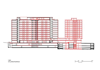 Coupe A avec bâtiment existant et extension prévue