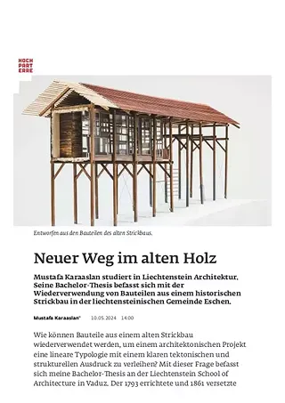Publication: Hochparterre Advanced Studio Upcycling, Daniel Stockhammer & Csaba Tarsoly, Liechtenstein School of Architecture