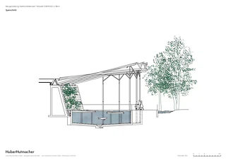 Coupe transversale du bassin des phoques et de la verrière