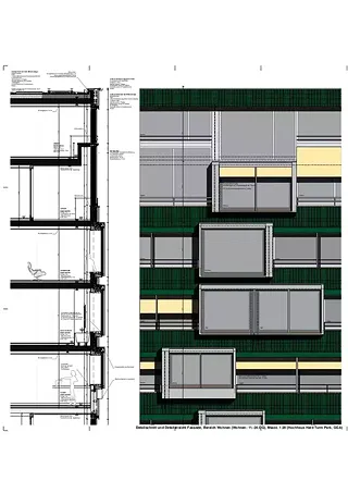 Coupe détail / Vue façade Mssst 1_20 / Gmür & Geschwentner Architekten