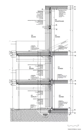 Detailschnitt Balkone / Lukarne