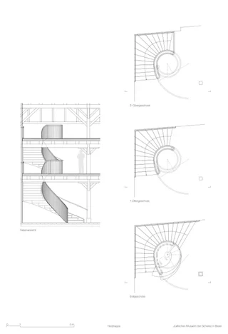 Schnitt und Grundrisse Treppe