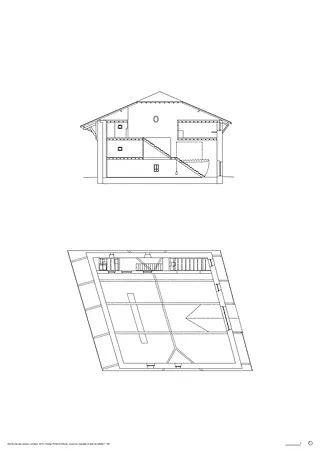 Schnitt Treppe und Grundriss Atelier