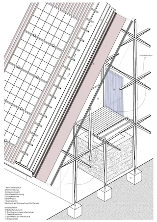 Axonométrie de la méthode de construction, atelier Knöpfel, Zita Bader