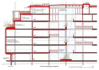 Detailschnitt mit Atrium 