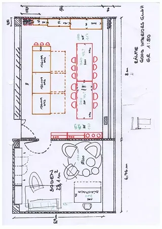 Plan bibliothèque de matériel et buro