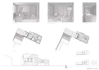 Grundriss 2.OG und Dachgeschoss, Innenraumfotos, Nordfassade und Statikkonzept