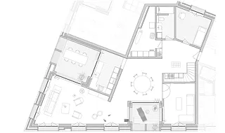 Grundriss Eingangsgeschoss Wohnung gelb | 1:20