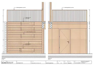 Détail de l'escalier en bois / galerie