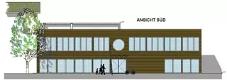 Noch in der Planungsphase Ehemalige Therapiegebäude Kurhaus Sennrüti zum Kulturcafe Süd Fassade