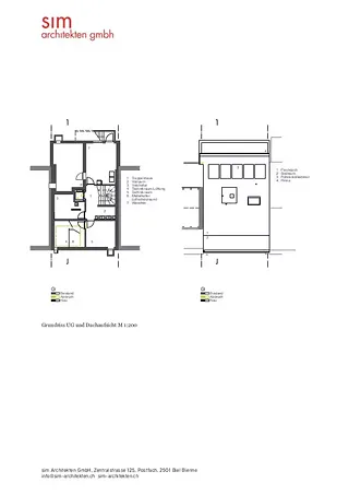 Plan sous-sol et plan de toit, M1:200