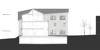 Coupe Nord-Sud / Vue Ouest Façade