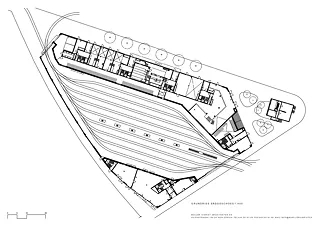 Erdgeschoss: Das Erdgeschoss mit Tramhalle und Gewerbe