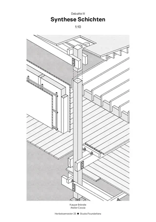 Axonométrie de la méthode de construction, atelier Caccia, Kaspar Brändle