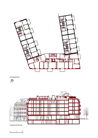 Étage standard, 	Coupe longitudinale