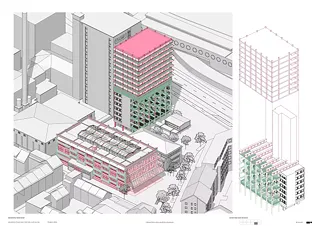 ChatGPT:  Inventaire des éléments de construction: axonométrie réemploi & neuf (Franz-Felix Juen & Mustafa Karaaslan)