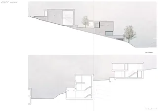 Façade ouest et coupe transversale