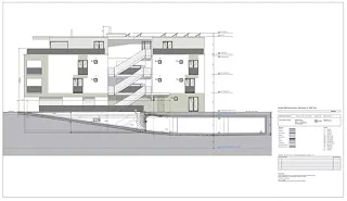 Ostfassade und Schnitt C-C