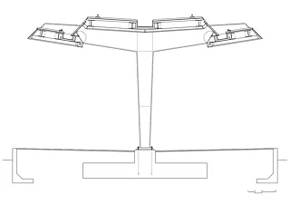 Coupe transversale marquise avec pilier central