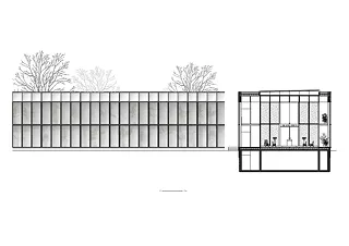 Coupe transversale détail & façade longitudinale synagogue