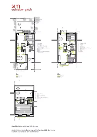 Plan rez-de-chaussée, étages 1-3, et mansarde M1:200