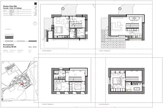 Plans rez-de-chaussée, étages supérieurs et comble