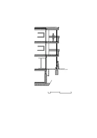 Coupe sud, balcons groupe d'habitation