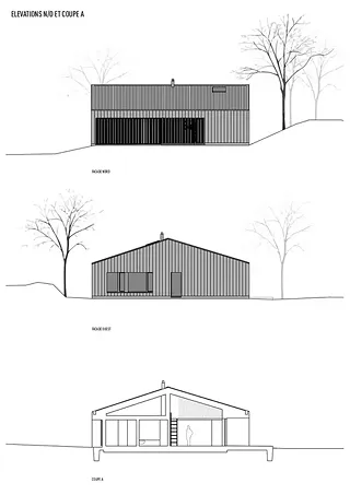 Façade nord et ouest et coupe A