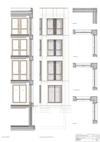 Coupe de la façade de l'annexe est