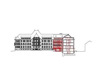 Fassade/Schnitt Süd 1:400