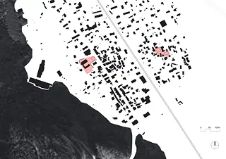 Plan de situation de Vernayaz. Les deux places sont marquées en couleur.