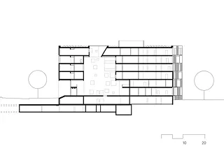 Coupe sur l'atrium