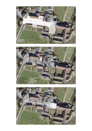 Situation – la place du monastère, qui accueille les visiteurs grâce à ses aménagements soigneusement intégrés au site existant et au dégradé de couleurs de son pavage