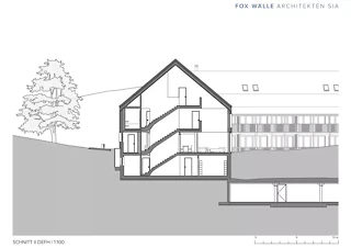 Coupe longitudinale d'une maison jumelée