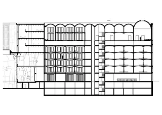 Schnitt Zimmer und benachbarte Kletterhalle