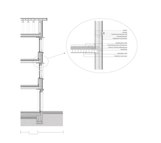 Coupe de façade et détail
