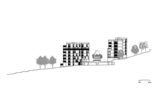 BWA, Quartier de logements En Jonchets, coupe transversale