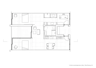 Grundriss zusammengeschaltete 25+40 qm Wohnung