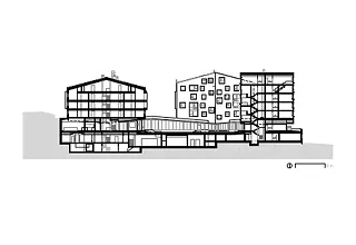 Schnitt Ost-West  Gebäude &Hof