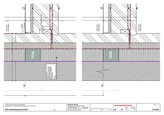 Coupe de la façade en bois