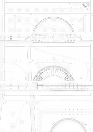 Les anciens réservoirs appropriés, des bassins, un théâtre et un verger profitent des empreintes laissées par les réservoirs pour articuler une découverte de l'espace dans le plan horizontal. 1/200