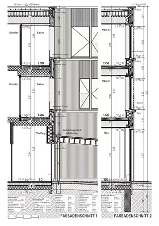 Coupes façades 1 + 2