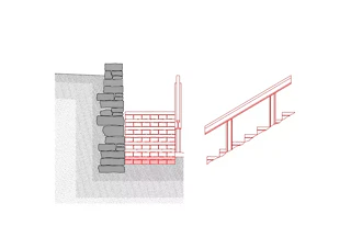 Détail de l'escalier et de la rampe