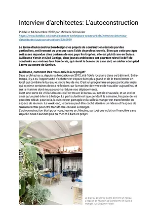 Interview d'architecte: L'autoconstruction
