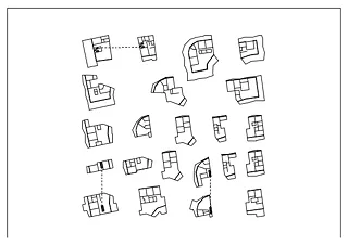 Ce plan représente une typologie de tous les plans d’étage de l’Arthron. Seul deux appartements sont conçus de manière identique.