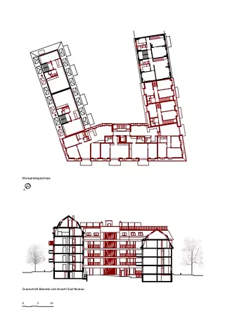 Etage mansardé, coupe transversale