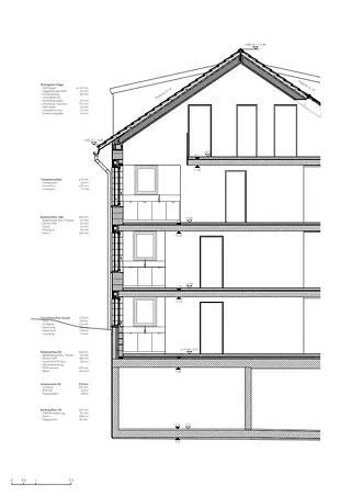 Coupe détaillée de la maison d'habitation